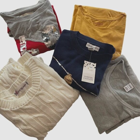 Girls Long Sleeve Crew Neck Pullover Sweater Bundle of 5 Items Size XL - Picture 1 of 16